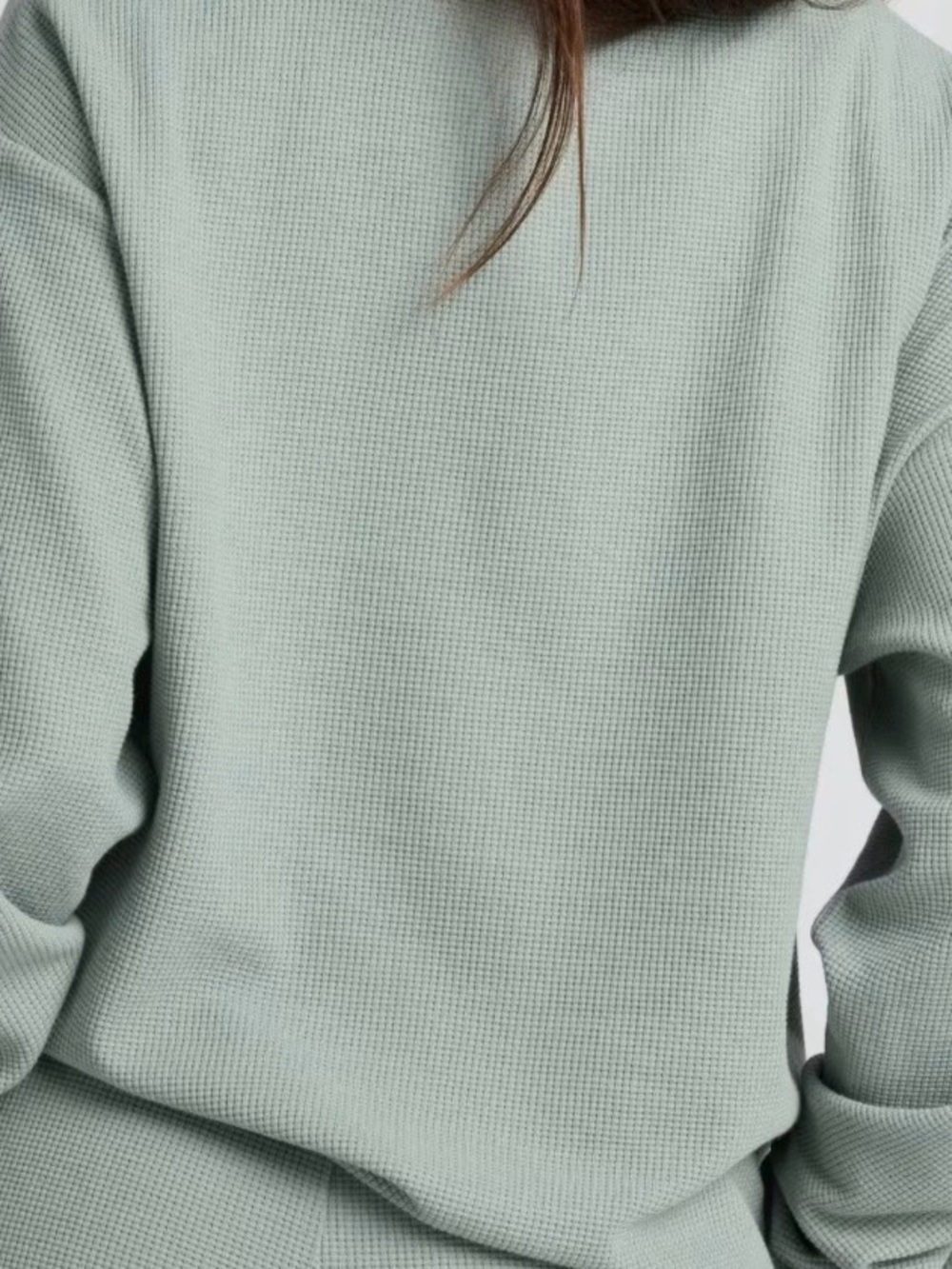 Relaxed Mint Waffle Crewneck Sweatshirt - Women's - Picture 3 of 5